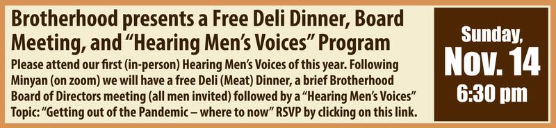 Banner Image for Brotherhood Deli Dinner, BOD & Hearing Men's Voices